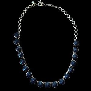 J. Crew Rivoli Slate Black & Gold Tone Collar Statement Necklace 21” adjustable